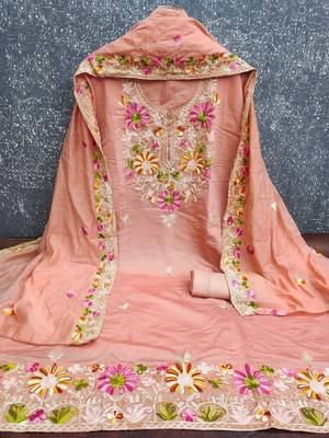 embroidered unstitched dress material 3