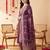 Purple embroidered silk blend kurta trouser dupatta set