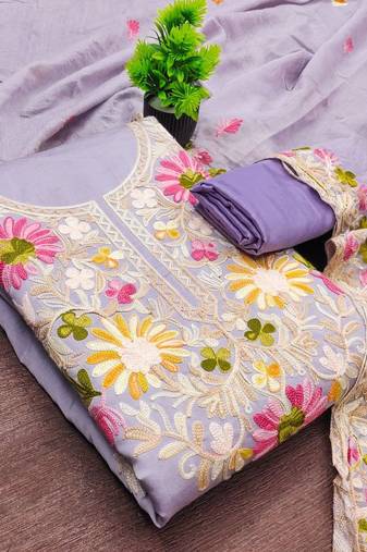 embroidered cotton unstitched dress material