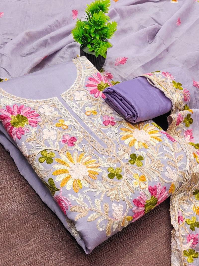 Embroidered Pure Cotton Unstitched Dress Material