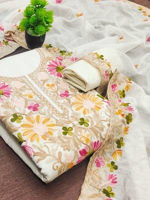 embroidered cotton unstitched dress material 1