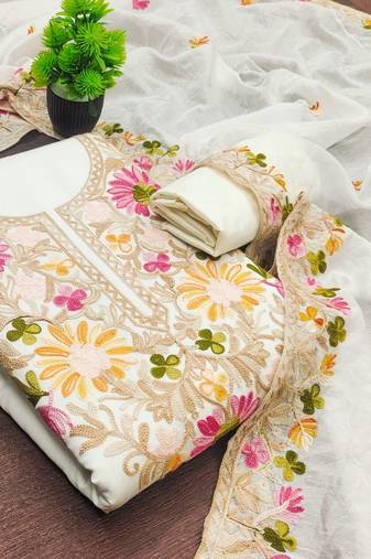 Embroidered Pure Cotton Unstitched Dress Material