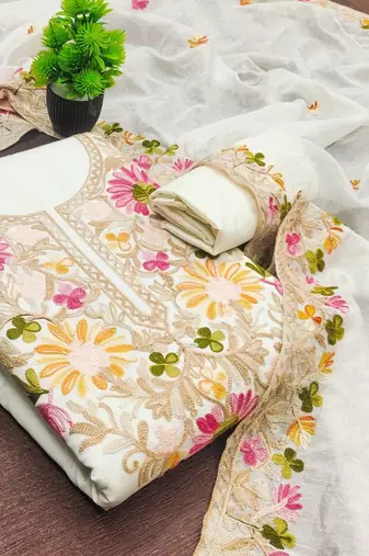 embroidered cotton unstitched dress material