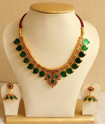 Beautiful Green Mango Palakka Necklace Set  1
