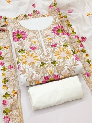 embroidered cotton unstitched dress material 2