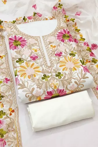embroidered cotton unstitched dress material