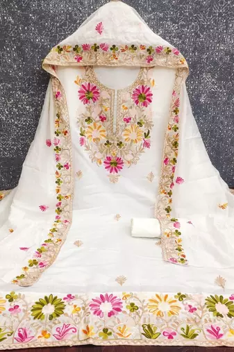embroidered cotton unstitched dress material