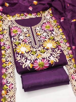 embroidered unstitched dress material 2