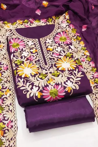 embroidered unstitched dress material