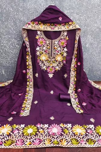 embroidered unstitched dress material