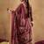Burgundy printed pure cotton kurta trouser dupatta set