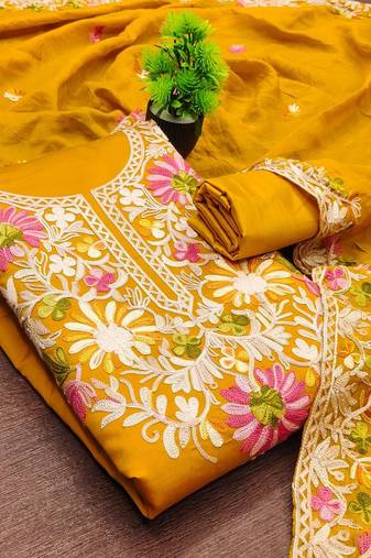 Embroidered Unstitched Dress Material