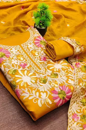 embroidered unstitched dress material