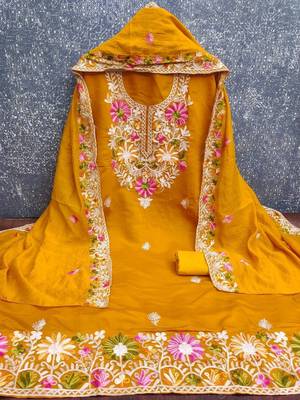 embroidered unstitched dress material 3