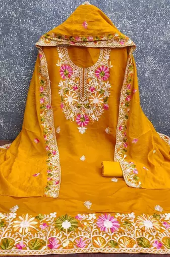 embroidered unstitched dress material