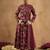Burgundy printed pure cotton kurta trouser dupatta set