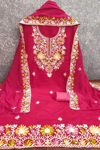 embroidered unstitched dress material