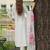White embroidered cotton blend kurta trouser dupatta set
