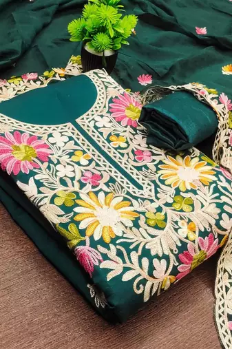 embroidered unstitched dress material