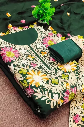 embroidered viscose rayon unstitched dress material