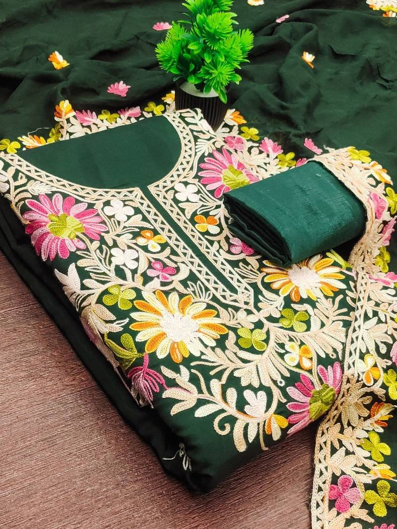 Embroidered Viscose Rayon Unstitched Dress Material