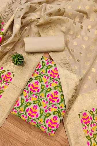 floral woven design unstitched dress material