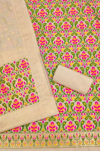 floral woven design unstitched dress material