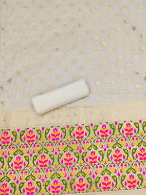 ethnic motifs woven design zari chanderi cotton unstitched dress material 4