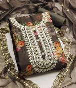 floral printed sequinned detail unstitched dress material