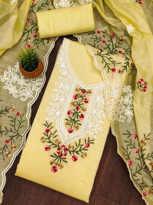 floral embroidered cotton unstitched dress material 2