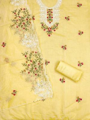 floral embroidered cotton unstitched dress material 5