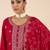 Pink embroidered silk blend kurta trouser dupatta set