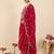 Pink embroidered silk blend kurta trouser dupatta set