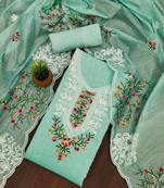 floral embroidered cotton unstitched dress material