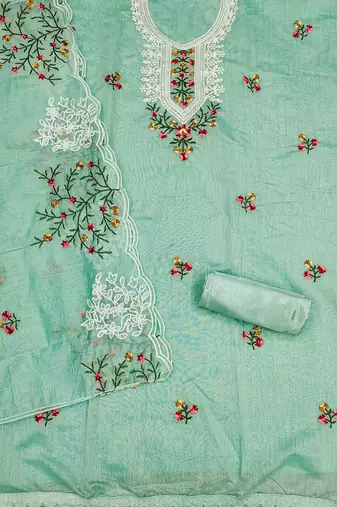 floral embroidered cotton unstitched dress material