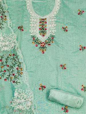 floral embroidered cotton unstitched dress material 5