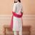White embroidered silk blend kurta trouser dupatta set
