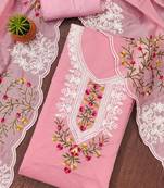 floral embroidered cotton unstitched dress material