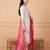 White embroidered silk blend kurta trouser dupatta set