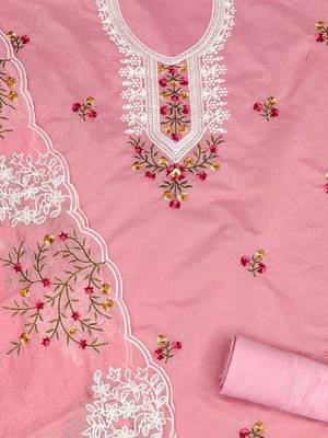 floral embroidered cotton unstitched dress material 5