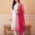 White embroidered silk blend kurta trouser dupatta set