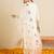 Off white embroidered silk blend kurta trouser dupatta set