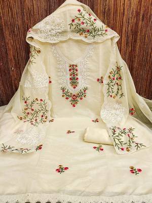 floral embroidered cotton unstitched dress material 3