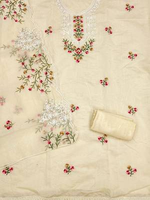 floral embroidered cotton unstitched dress material 4