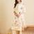 Off white embroidered silk blend kurta trouser dupatta set