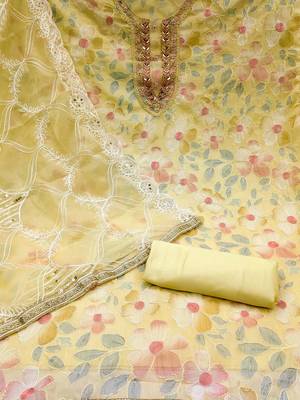 floral embroidered beads and stones unstitched dress material 2