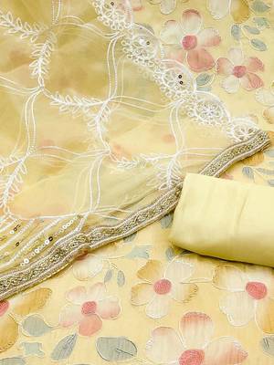 floral embroidered beads and stones unstitched dress material 3
