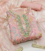 floral embroidered beads and stones organza unstitched dress material