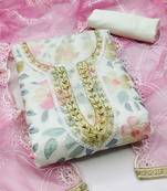 Floral Printed Beads & Stones Organza Unstitched Dress Material