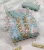 floral embellished organza unstitched dress material